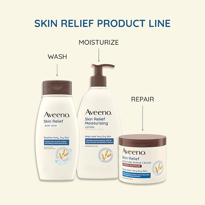 Aveeno Skin Relief Intense Moisture Repair Body Cream with Triple Oat & Shea Butter Formula, Helps Heal, Repair & Restore Very Dry Skin with Long-Lasting Moisture, Fragrance-Free, 11 oz