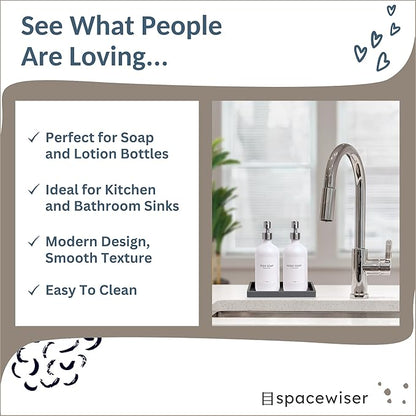 Countertop and Vanity Tray - Small 7.7" Silicone Tray for Soap Dispenser Bottles, Bathroom Trays, Kitchen Sink Soap Trays, Sink Caddy Kitchen Sinks Organizer, Soaps Dish & Sponge Holder Mat