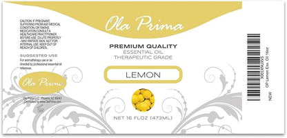 Ola Prima Oils Lemon Essential Oil 16oz Bulk, Essential Oil for Aromatherapy, Diffusers, Candle Making, and Household Cleaning