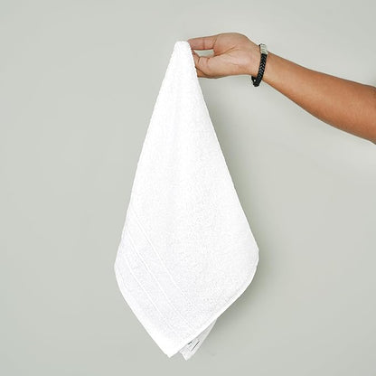 Tens Towels Pack of 6 Hand Towels, 100% Cotton, Lighter Weight, Quick to Dry, 16 x 28 Inches, Super Soft & Absorbent, Perfect for Bathroom & Kitchen, White