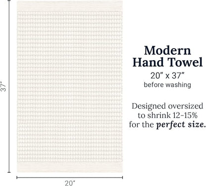 GILDEN TREE Waffle Hand Towels for Bathroom Quick Dry Large Luxury Lint Free Super Absorbent Cotton Hand Towels Set of 2, Modern Style (Cream)