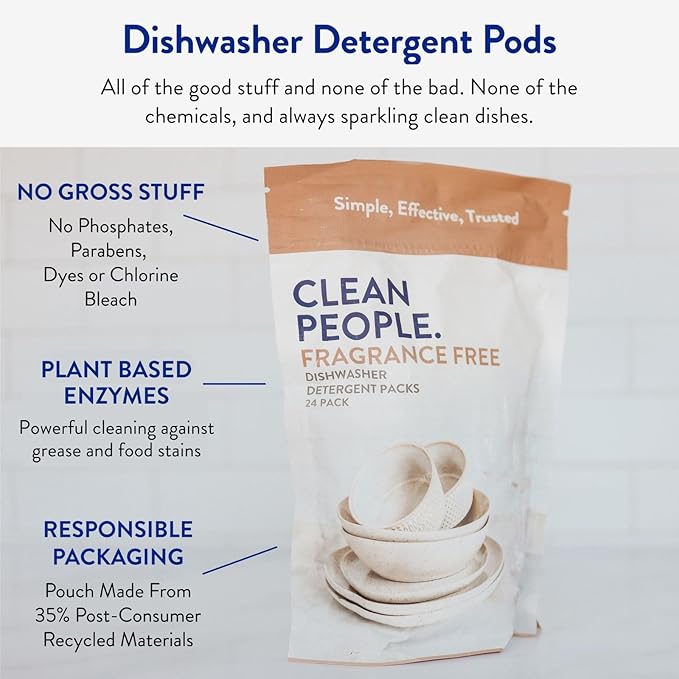 The Clean People Dishwasher Detergent Pods | Cuts Grease and Rinses Sparkling Clean | Residue-Free | Lavender, 60 Pack