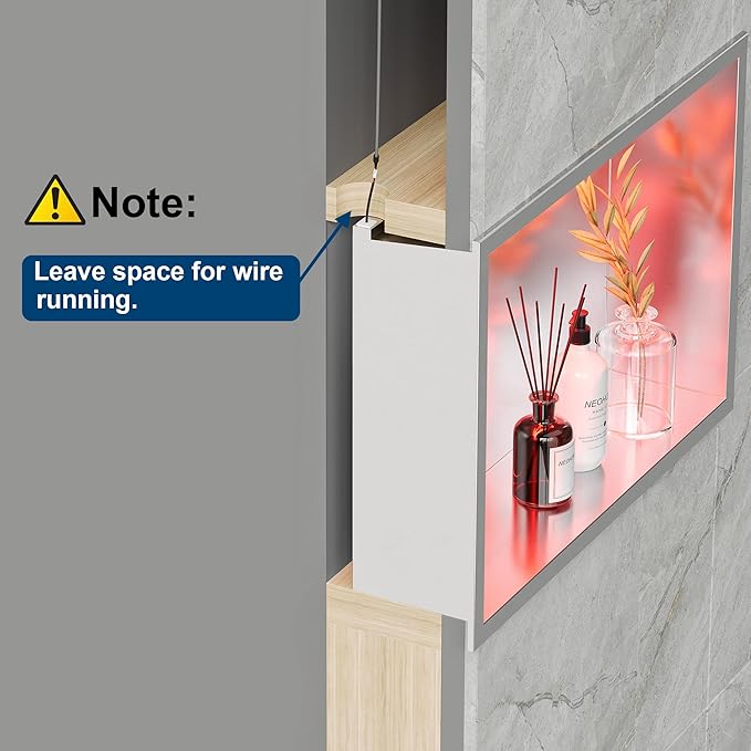 18X12 RGB Shower Niche, Brushed Nickel Stainless Steel LED Wall Niche, No Tile Needed Wall Cabinet for Bathroom Storage Built-in Installation