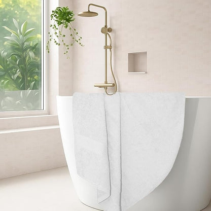 RIVERSIDE 100% Ring Spun Cotton Large Bath Towels Set of 4, 27 x 54 Inches – Quick Dry, Soft & Highly Absorbent Towels for Shower & Bathroom – Luxury 600 GSM Towels for Home, Spa, Gym, Hotel, White