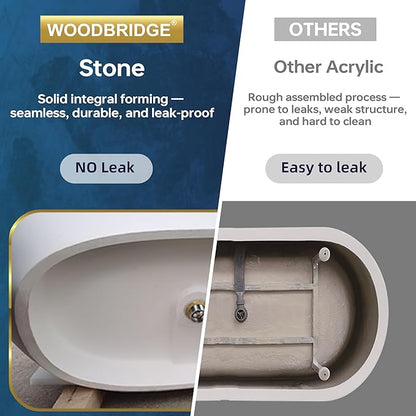 WOODBRIDGE 61 in. x 30.75 in. Stone Resin Luxury Contemporary Solid Surface Freestanding Bathtub in Matte White