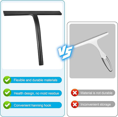 Shower Squeegee for Glass Doors, Mirror Window Tile Scrubber Cleaner with Hook Silicone (Gray)