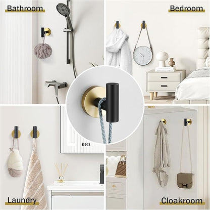 Black and Gold Towel Bar Set 10 Pieces Bathroom Hardware Accessories Set Include 23.6 in Towel Bar Towel Ring Towel Hook and Toilet Paper Holder Stainless Steel Wall Mounted
