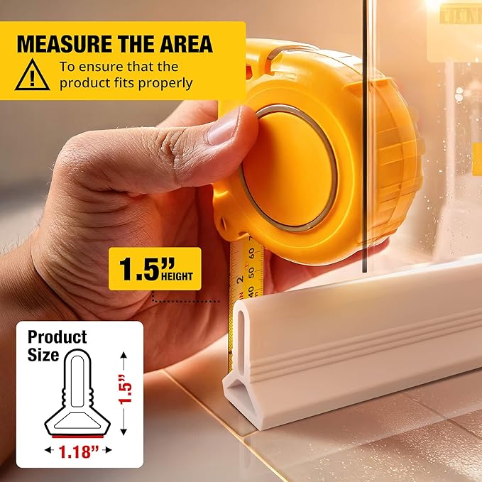 Shower Threshold Water Dam Barrier 39" - White Collapsible Shower Water Blocker - Shower Guard for Walk in Shower - Water Guard Stopper for Floor - Shower Dam - 1.5" Tall - By Hippo Dam