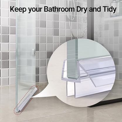 AmazerBath 3 PCS Shower Door Bottom Seal for 1/2 Inch Glass - (15.75 Inches x 3), 3 Section Segmented Shower Installation Kit Frameless Glass Door Seal Strip
