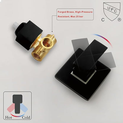 SKOWLL Bathroom Shower Valve Single Function Shower Mixer Valve, Wall Mount Single Handle Water Mixing Valve Kit Include Brass Rough In Shower Trim, Matte Black