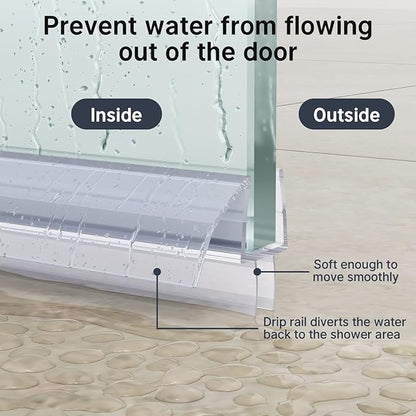AmazerBath Frameless Shower Door Bottom Seal 39 inch (Set of 2) - Clear, Suitable for 3/8 Inch Glass, Modern Style