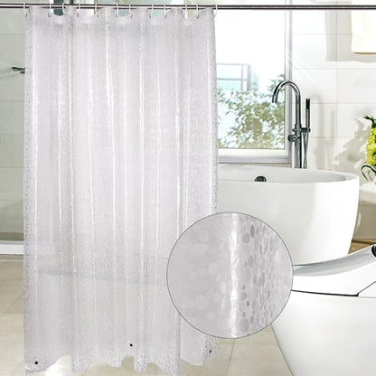 WELTRXE Extra Long Shower Curtain Liner, 72 x 78 Inch EVA Water Repellent Shower Curtain with 3 Magnets, Heavy Duty, No Smell, Chlorine Free Shower Liner for Shower Stall, Bathtubs, 12 Hooks