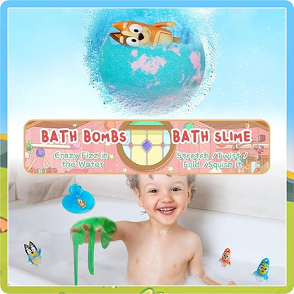 Birthday Gifts Set for Kids: Bath Bombs with Surprise Toy Inside, Bath Slime, Fidget Squishy Toys, Pop Fidget Toys, Silicone Coin Purse, Slap Bracelets, Pencil Sharpener, Relaxing Gift Set for Kids