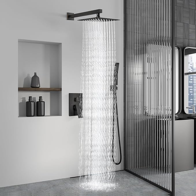 Aolemi Shower Faucet Set Rain Shower System with Handheld Spray Bathroom Shower Combo Rough-in Valve and Shower Trim Kit Included Oil Rubbed Bronze 8 Inch Wall Mount Shower Head
