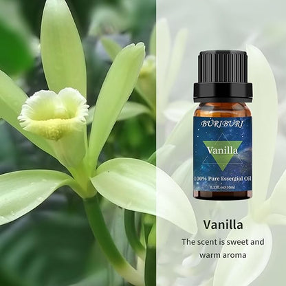 BURIBURI Orange Oil and Vanilla Essential Oil, 100% Pure, Undiluted, Natural, Organic Aromatherapy Orange Essential Oils Gift Set, 10MLx2