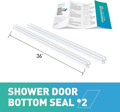 Shower Door Bottom Seal,2 PCS 5/16" X 36" Shower Sweep for 5/16 Inch Glass,Frameless Glass Seal Strip to Seal 11mm Gap,Stop Shower Leaks and Create a Water Barrier