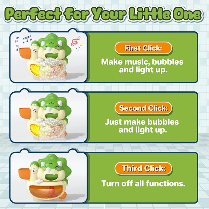 Lehoo Castle Bath Bubble Machine, Light Up Musical Bubble Bath Toys for Toddlers 1-3 Automatic Bubble Maker for Bathtub Dinosaur Toys for Bath