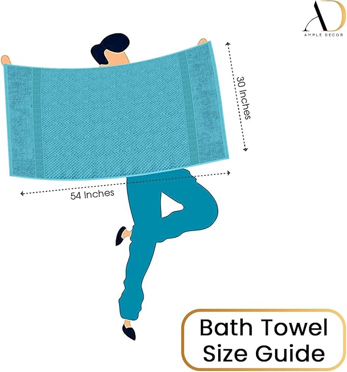 Ample Decor Bath Towels for Bathroom Set of 16 100% Cotton Sky Blue Popcorn Textured, Machine Washable - Mulaayam Collection - 30 X 54 Inch