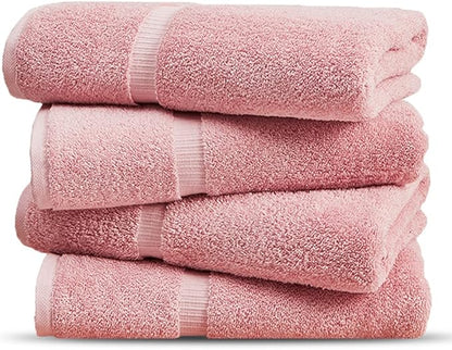 Towel Bazaar Premium Cotton Super Soft and Absorbent Turkish Towels (4-Piece Bath Towels, Pink)