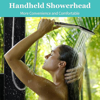 VINGLI 10.6 Gallon 7.5FT Solar Heated Shower with Shower Head, Handheld Showerhead and Foot Shower Tap for Poolside Backyard Beach Pool Spa