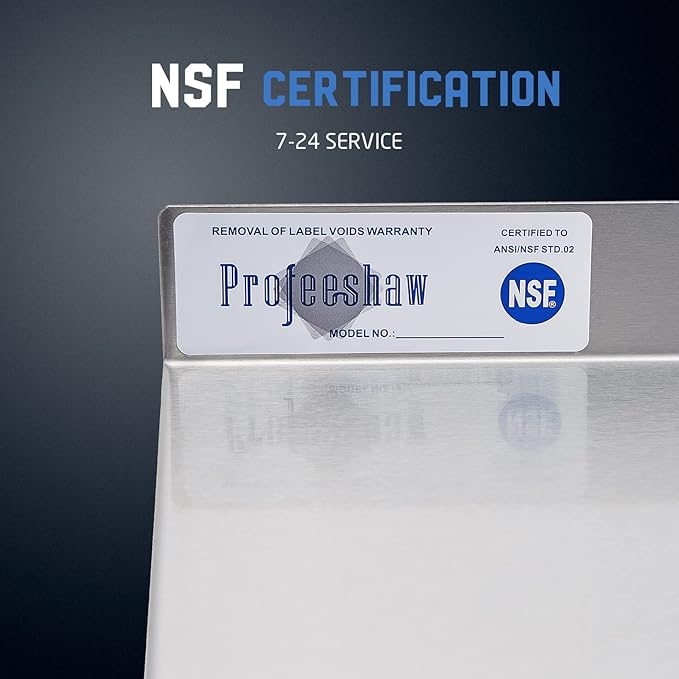 Profeeshaw NSF Stainless Steel Shelf 12” x 24”, 230 lb Commercial Shelves Wall Mounted Metal Shelving with Backsplash and 2 Brackets for Restaurant, Bar, Utility Room, Kitchen and Garage