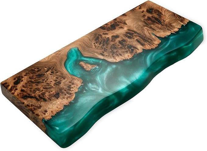 RWA Live Edge Floating Shelf – Unique Wood Floating Shelf for Wall Decor, Living Room, Bedroom, or Bathroom – Stylish Decorative Wall Shelves for Home & Office (Live Edge, Emerald - 16x6)