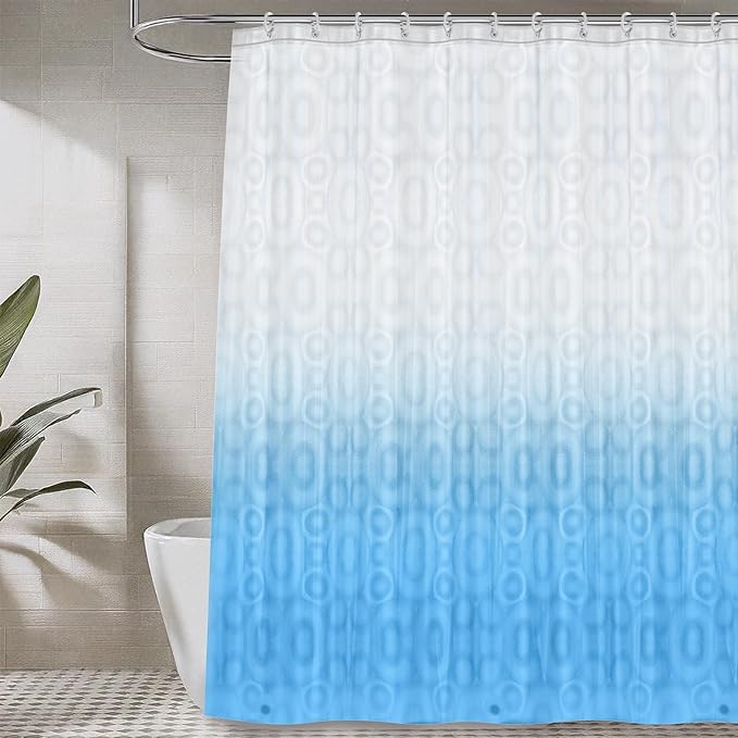 LiBa PEVA Shower Curtain Liner with 12 Plastic Rings - 8G Waterproof Shower Liner for Bathroom, 72x72 Inch Stall Shower Curtain Liner with Magnets, Oceanic Gradient Weighted
