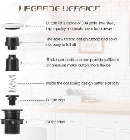 Garbage Disposal Air Switch Kit Sink Top Waste Disposal Stainless Steel White On/Off Air Button Food and Waste Disposals Part by Etoolcity, UL Listed