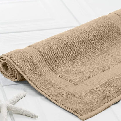 DAN RIVER Classic Cotton Bath Mats Set of 2 – Not a Bathroom Rug, Ultra Soft, Highly Absorbent & Machine Washable Bath Mat Towel for Bathroom Floor Mat – Durable, Quick-Dry, 21x34 Inches, Tan