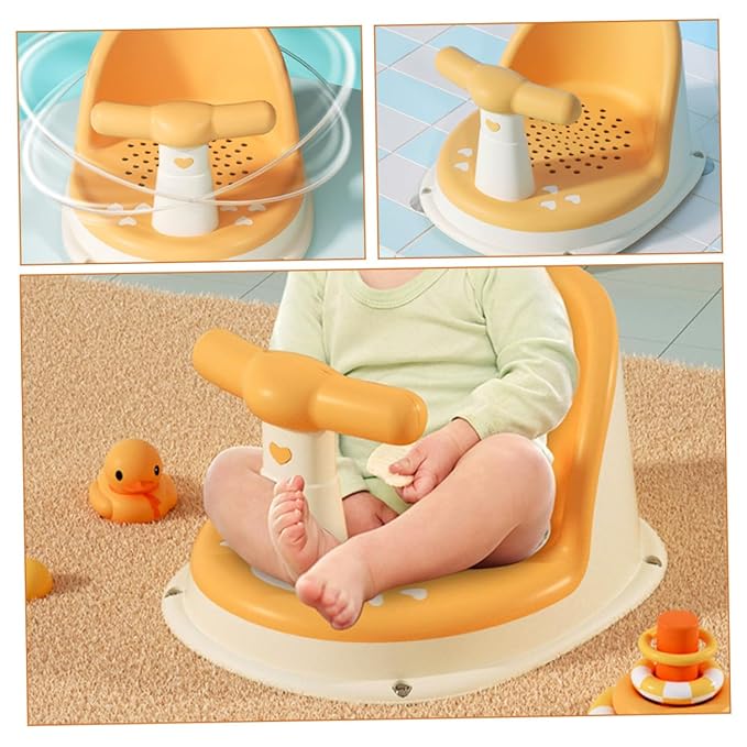 Generic Ergonomic Bath Seat with Anti-Slip Support for Newborns and PP TPE Material Sitting Bath Seat for Tub Safety and Comfort During Bathing Playing Feeding