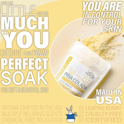 Luxiny Vegan Milk Bath Soak Made with Coconut Milk Powder & Sweet Almond Oil Which Creates A Bath Bomb Dust Soothing Fizz, 8oz (Pina Colada)
