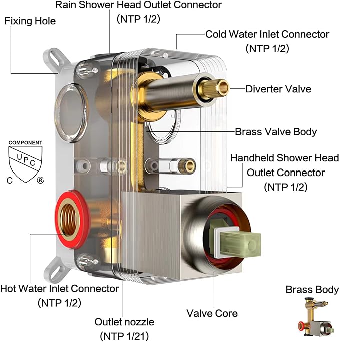 Shower System Wall Mounted 10 inch Shower Overhead for Bathroom,Rain Shower Combo Set with Handheld Spray,Luxury Rainfall Shower Head Rough-in Valve and Trim Included(Matte Black)