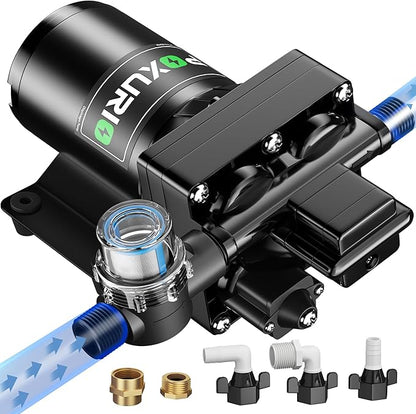 6GPM RV Water Pump, 70PSI 110V DC Fresh Water Pump, Self-Priming Diaphragm Water Pump with Pressure Switch and Filter for RV, Garden, Yacht, Camping