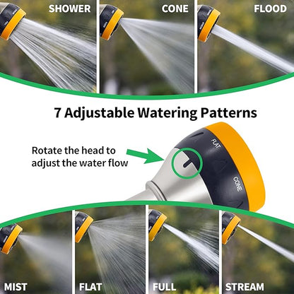 AUTOMAN Garden Nozzle Sprayer, High Pressure Spray Nozzle, 100% Metal Water Hose Nozzle, 7 Patterns Watering Nozzle, Heavy Duty Sprayer Garden Nozzle for Watering Plants & Lawns, Washing Cars & Pets