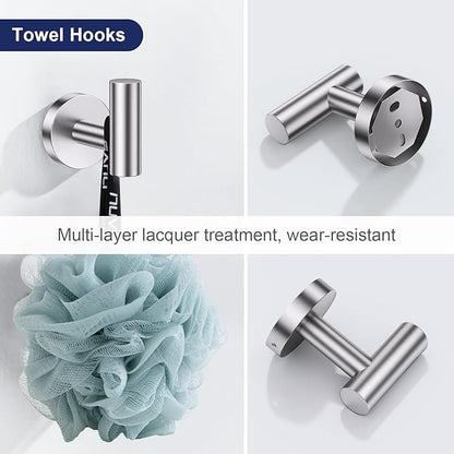 Lairuier 5 Pieces Brushed Nickel Bathroom Accessories Set, 23.6 Inch Bath Towel Bar Set, SUS304 Stainless Steel Bathroom Hardware Set Round Toilet Paper Holder Set Wall Mounted