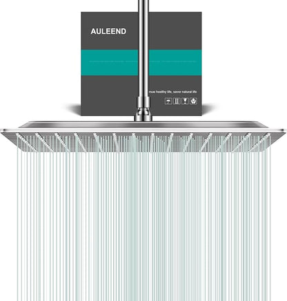 Square Rain Shower Head, High Flow Stainless Steel,Work with any decorative style，All Metal Rainfall Shower Head (Brushed Nickel, 16)
