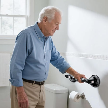 DAILYLIFE Grab Bars for Bathtubs and Showers, 21 inch Shower Handles for Elderly Suction, 300lbs Safety Shower Grab bar for Seniors and Elderly, Black(1 Pack)
