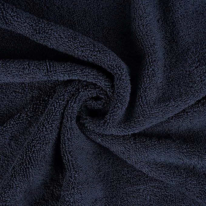 CASA COPENHAGEN Solitaire 6 Pieces Towel Set- Dark Navy, 600 GSM 2 Bath Towel 2 Hand Towel 2 Washcloth, Designed in Denmark Made of Soft Egyptian Cotton for Bathroom, Kitchen & Shower
