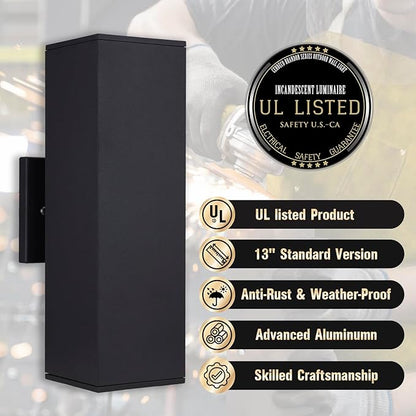 Cerdeco Aluminum Modern Outdoor Wall Light, Exterior Outdoor Wall Sconce Up Down Light Fixtures Matte Black [UL Listed]