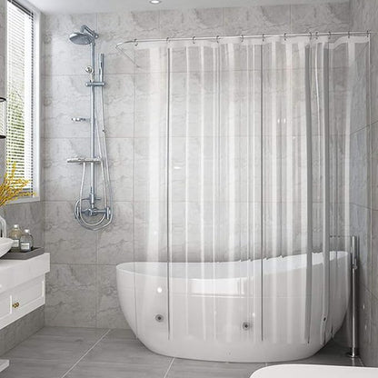 AooHome Long Shower Liner, Clear 8 Gauge Eva Shower Curtain with Hooks, Bottom Magnets, Heavy Duty, Water Repellent, Rust Proof Grommets, 72x96 Inches