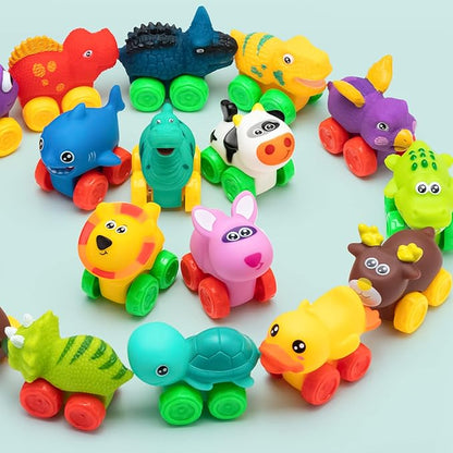 JOYIN Animal Cars, Soft Rubber Car Set Toy, Baby Mini Vehicles, Bath Toy Car for Boys and Girls,Summer Beach and Pool Activity Gift, Party Favors for Kids, Christmas Kids Gifts