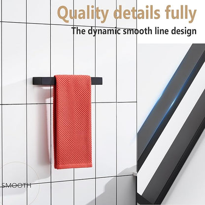 KOKOSIRI Towel Bar Matte Black Hand Towel Holder 12-Inch Kitchen Rack Stainless Steel for Bathroom Hardware Wall Mounted, 1 Pack B4008BK-L12