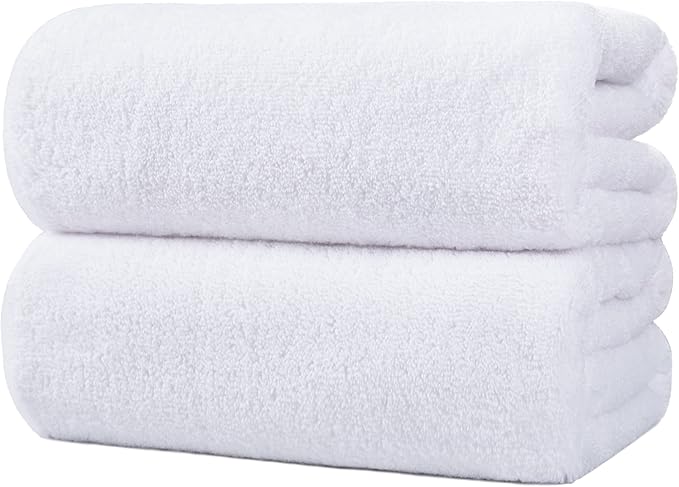POLYTE Quick Dry Lint Free Microfiber Bath Sheet, 35 x 70 in, Pack of 2 (White)