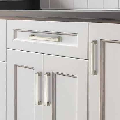 Ravinte Hardware 30 Pack Brushed Nickel Cabinet Pulls, 5 Inch (128mm) Hole Center Zinc Alloy Drawer Handles for Kitchen Cabinets, Cupboards, Dressers, Square Solid Metal Hardware