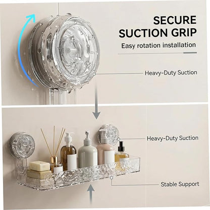 Corrugated Suction Cup Storage Holder, Heavy-Duty Suction Cup Shower Shelf, Shower Caddy Bathroom Organizer with Hollow Drainage Design, Ideal for Renters