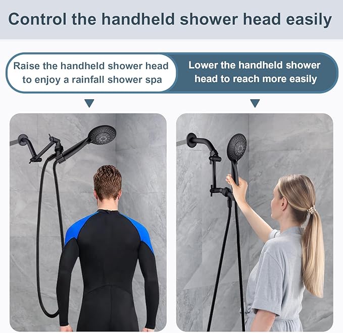 BRIGHT SHOWERS Brass Shower Arm Extender for Rain and Handheld Shower Head, 5 Inch Universal Shower Head Extension Arm, Height & Angle Adjustable, Oil-Rubbed Bronze