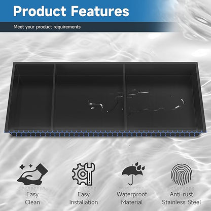 30" X 12" Stainless Steel Shower Niche Insert Tile Ready, Niche for Shower Wall, 3-Tier Recessed Shelves No Tile Needed for Bathroom Storage, Matte Black