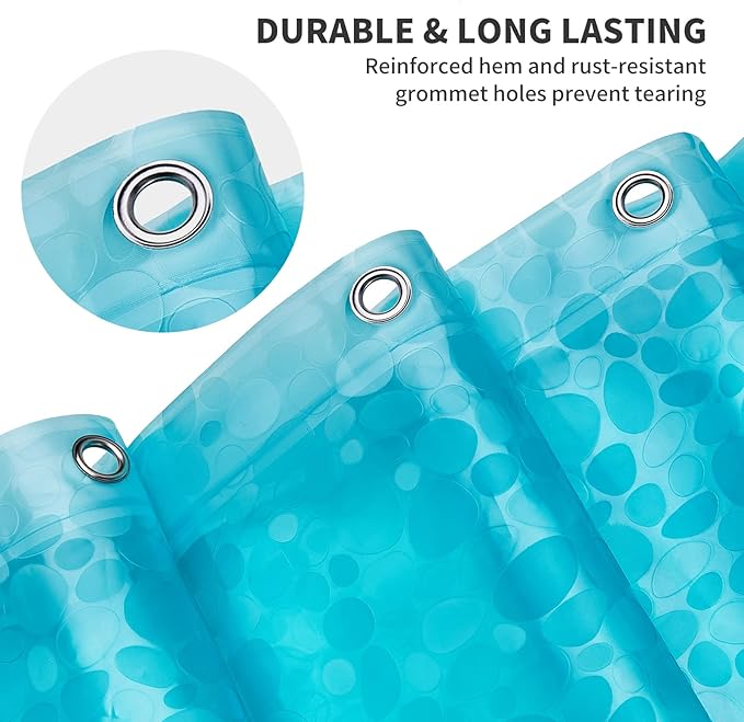 Bostofy Shower Curtain Liner Heavy Duty EVA, Waterproof Shower Liner with 12 Rust Proof Metal Grommets and 3 Weighted Magnet, 72 x 72 Inches Bathroom Shower Curtain, Teal