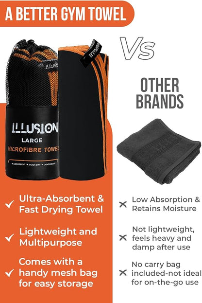 illusion Extra Large Microfibre Swimming Towel (71 '' Lx32 '' W)–Compact, Lightweight & Quick Dry Towel-Perfect for Travel, Gym, and Swim Towels Ideal for Post-Workout Showers & After Swimming