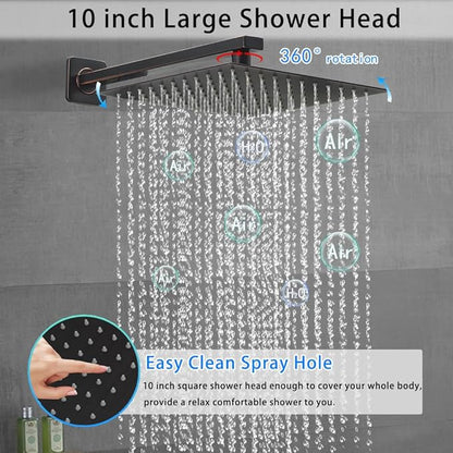 Oil Rubbed Bronze Shower System YCAIKOI Wall Mount Shower Faucet Set for Bathroom 10 Inch High Pressure Luxury Shower Head with Handheld, Rough-in Valve Body and Trim Included